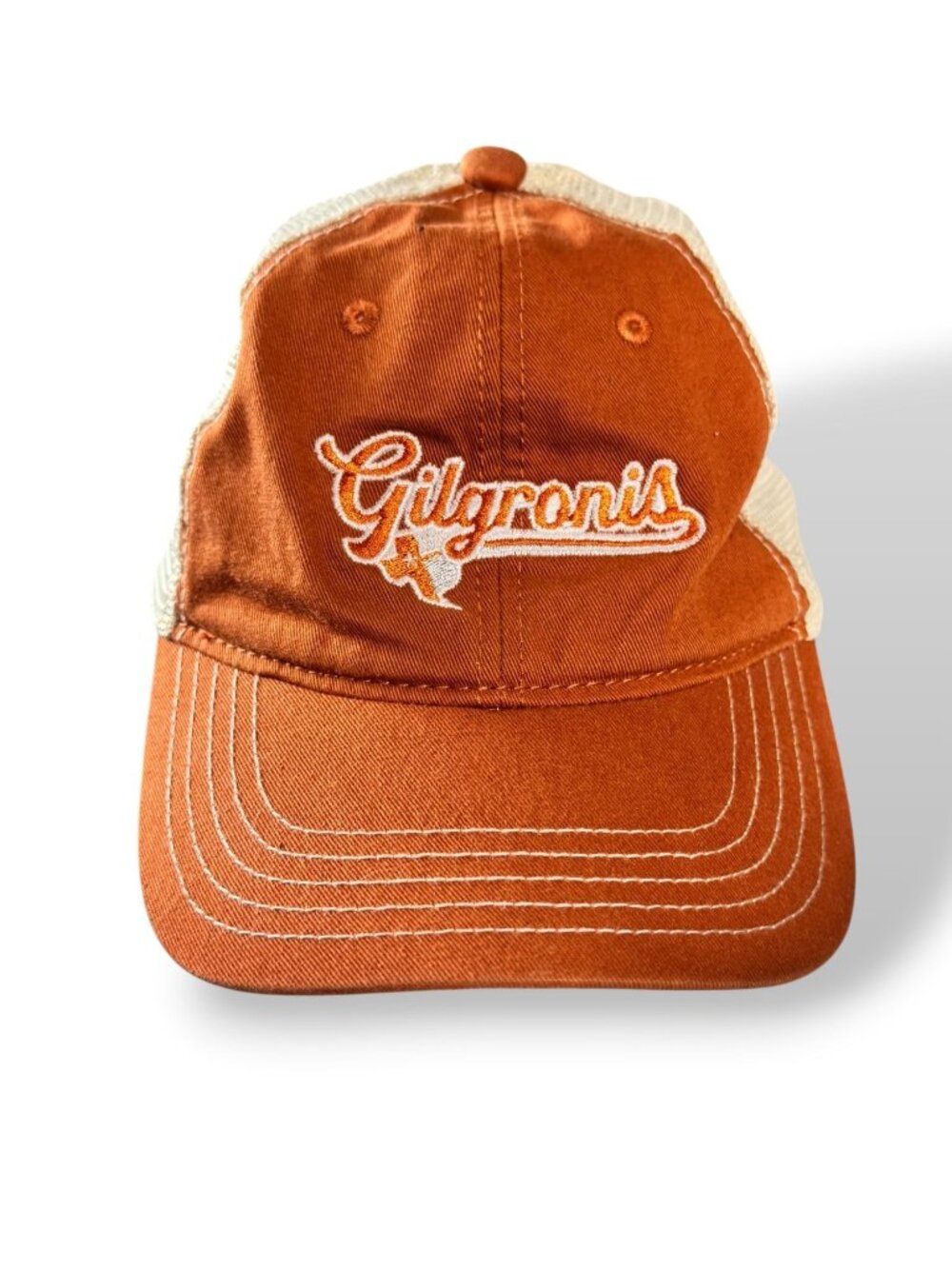 Vintage Gilgronis Trucker Hat Mesh Snapback Orange Logo Embroidered Cap